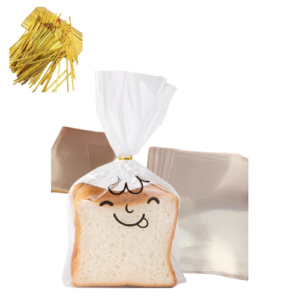 100 Reusable Clear Bread Bags With Ties and Cute Cartoon Pattern - Adjustable for Homemade Loaves and Bakery Bread