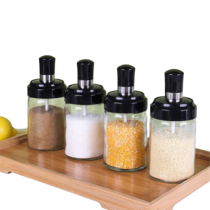 Kitchen Glass Spice Jars Seasonning Box Set of 4