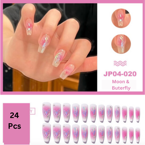 Acrylic Press on Nails Square Short Fake Nails Press ons French Tip Glue on Nails Red and Light Pink Full Cover Stick on Nails Glossy