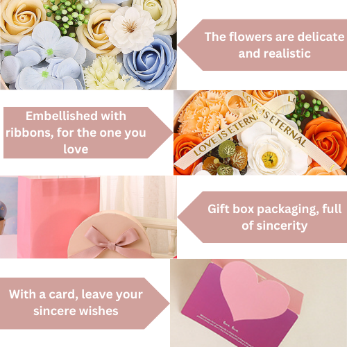 Bath Soap Rose Flower Valentine's Day Gift Floral Scented Flower Shaped Soap Rose Petals Gift Bath Decorative Soap Plant Essential Oil Soap Flowers Gift Box for Women Mom Mother's Day Christmas Gift